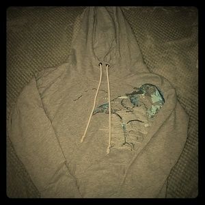 Aerie Scoop neck.bird print hoodie.
